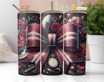 Glitter Coquette Bow Track Team Sport Mom 20 oz Skinny Tumbler Sublimation Design Digital Download PNG Instant DIGITAL ONLY, Tumbler Wrap