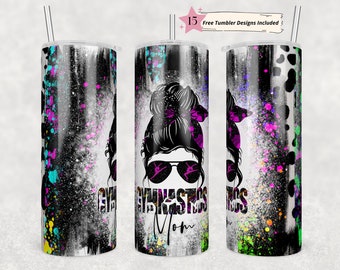 20oz Skinny Tumbler Gymnastics Mom Design Template Straight PNG File Download Gymnastics tumbler mom life