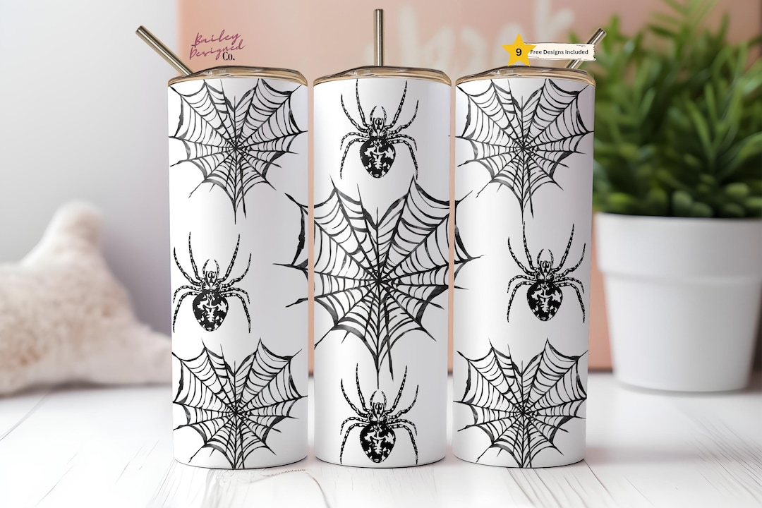 Spooky Season Spider Web Halloween Tumbler Wrap 20 Oz Skinny Tumbler ...
