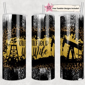 20 oz Skinny Tumbler Oilfield Oil Rig Leopard Grunge Oilfield Wife Sublimation Design Digital Download PNG Instant DIGITAL ONLY