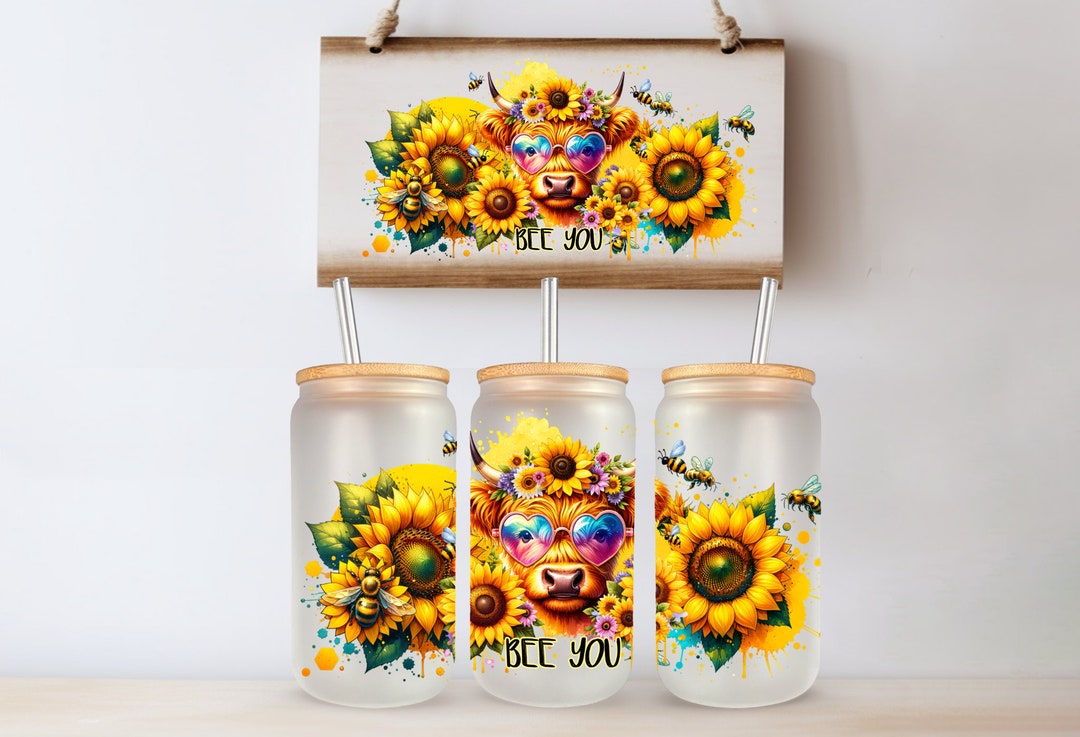 Spring Floral Flowers UVDTF 16 Oz Glass Can Tumbler Sublimation Design ...