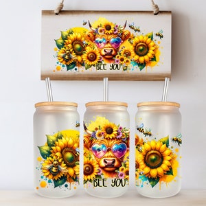 Frühlingsblumen Blumen UVDTF 16 Unze Glasdose Becher Sublimation Design Digitaler Download Png Instant DIGITAL NUR, Glas