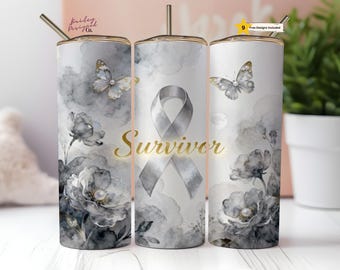 Lung Cancer Survivor Awareness Tumbler Wrap 20 oz Skinny Tumbler Sublimation Design Digital Download PNG Instant DIGITAL ONLY