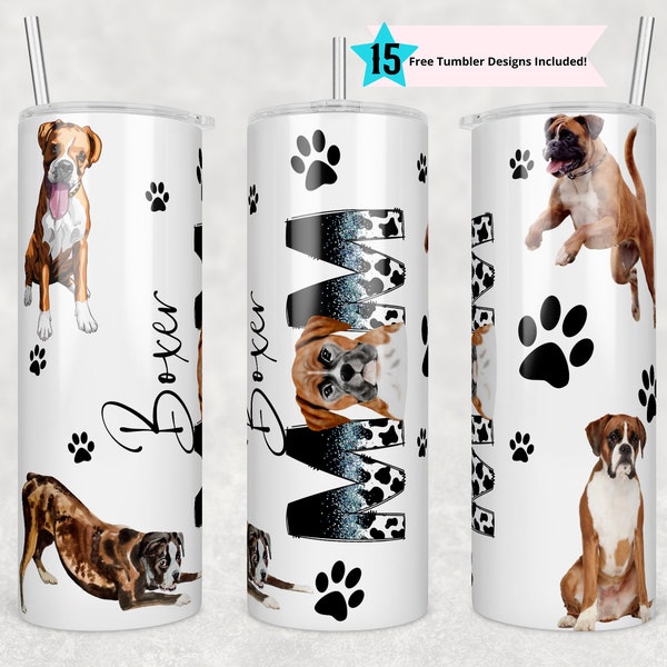 Boxer Mom tumbler wrap -20 oz Sublimation Tumbler Wrap - PNG Digital File - Dog Lover PNG - Boxer Dog Mom