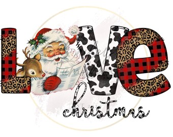 Vintage Santa PNG, Love Christmas Label PNG, Christmas png, Sublimation Graphics, Tumbler Graphics