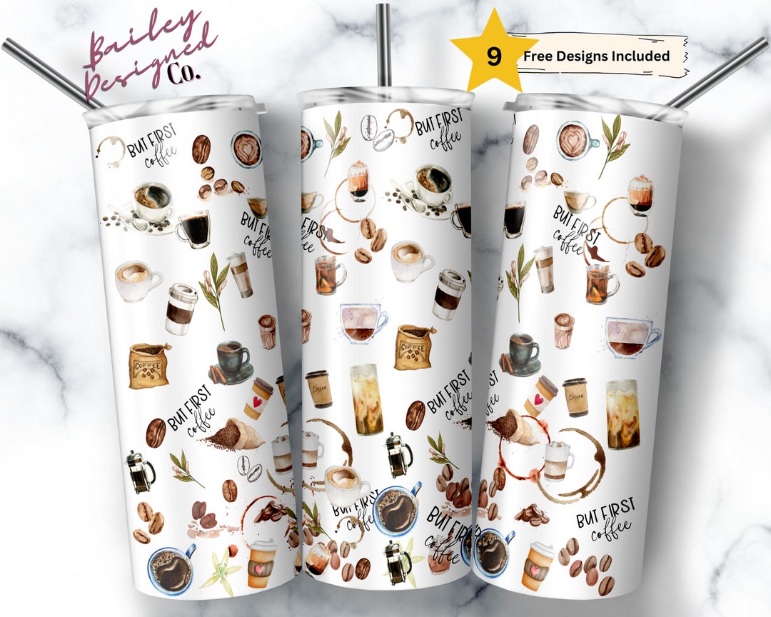 Coffee 20 Oz Skinny Tumbler Sublimation Design Digital Download PNG ...