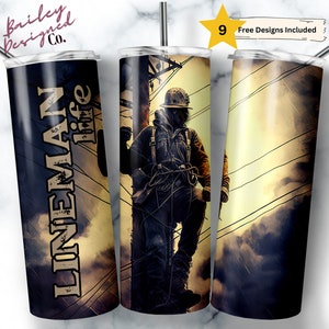 Lineman Life 20 oz Skinny Tumbler Sublimation Design Digital Download PNG Instant DIGITAL ONLY, Lineman Tumbler