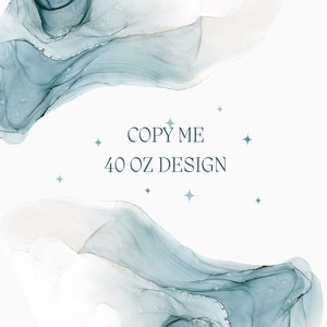 Peut inclure: Conception abstraite avec des tourbillons bleu et blanc ressemblant &agrave; de l'aquarelle. Le texte "COPY ME 40 OZ DESIGN" est au centre de l'image.