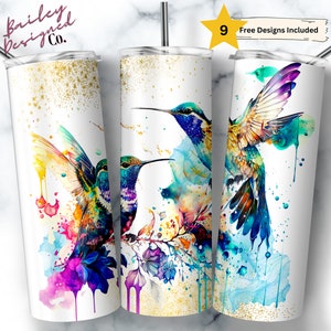 Alcohol Ink Hummingbird 20 oz Skinny Tumbler Sublimation Design Digital Download PNG Instant DIGITAL ONLY, Floral Tumbler Wrap
