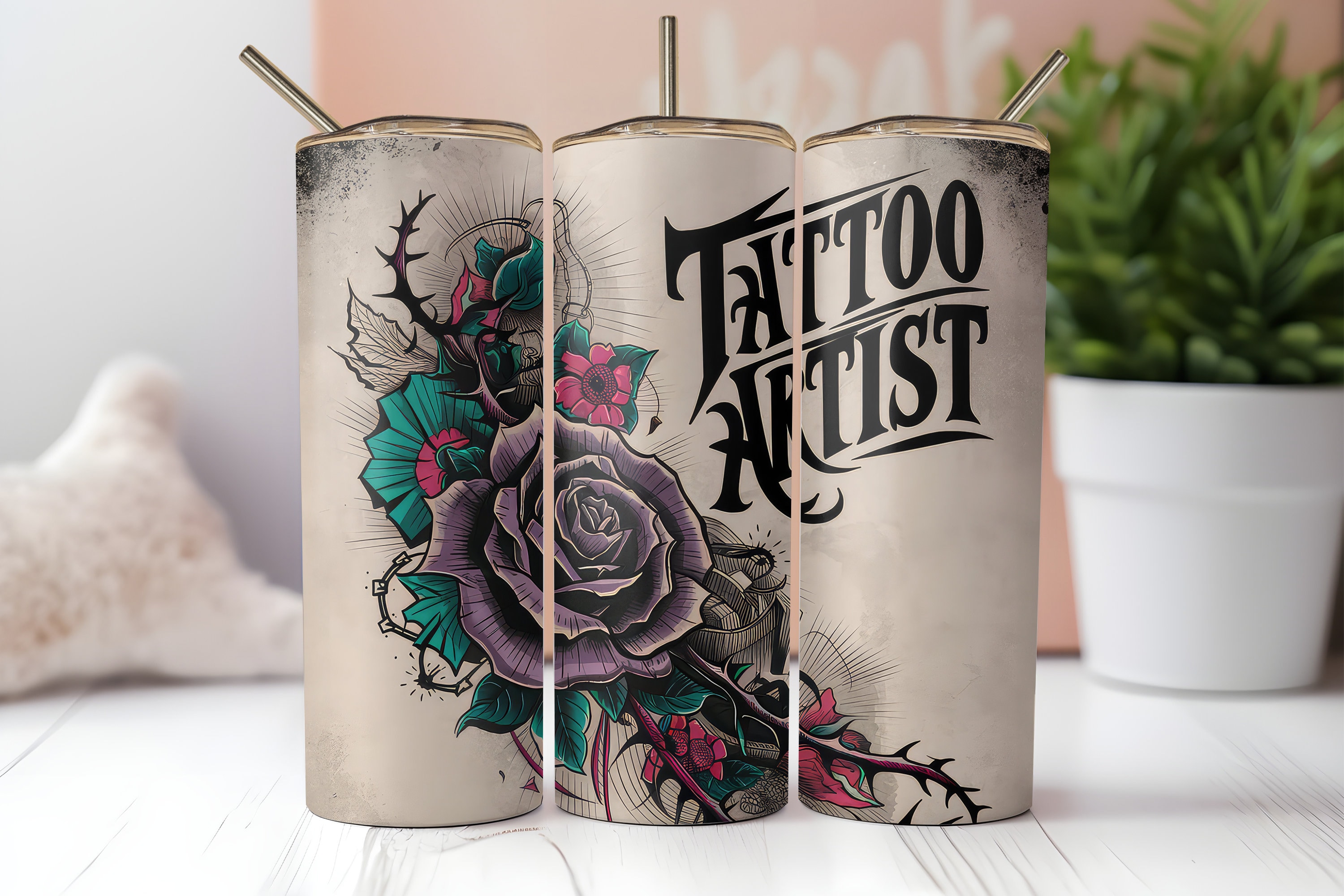 Tattoo Artist Tattooist Inked 20 Oz Skinny Tumbler Sublimation Design ...