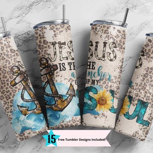 20 Oz skinny tumbler Jesus is the Anchor of My Soul wrap, Christian straight template digital download sublimation graphics instant PNG