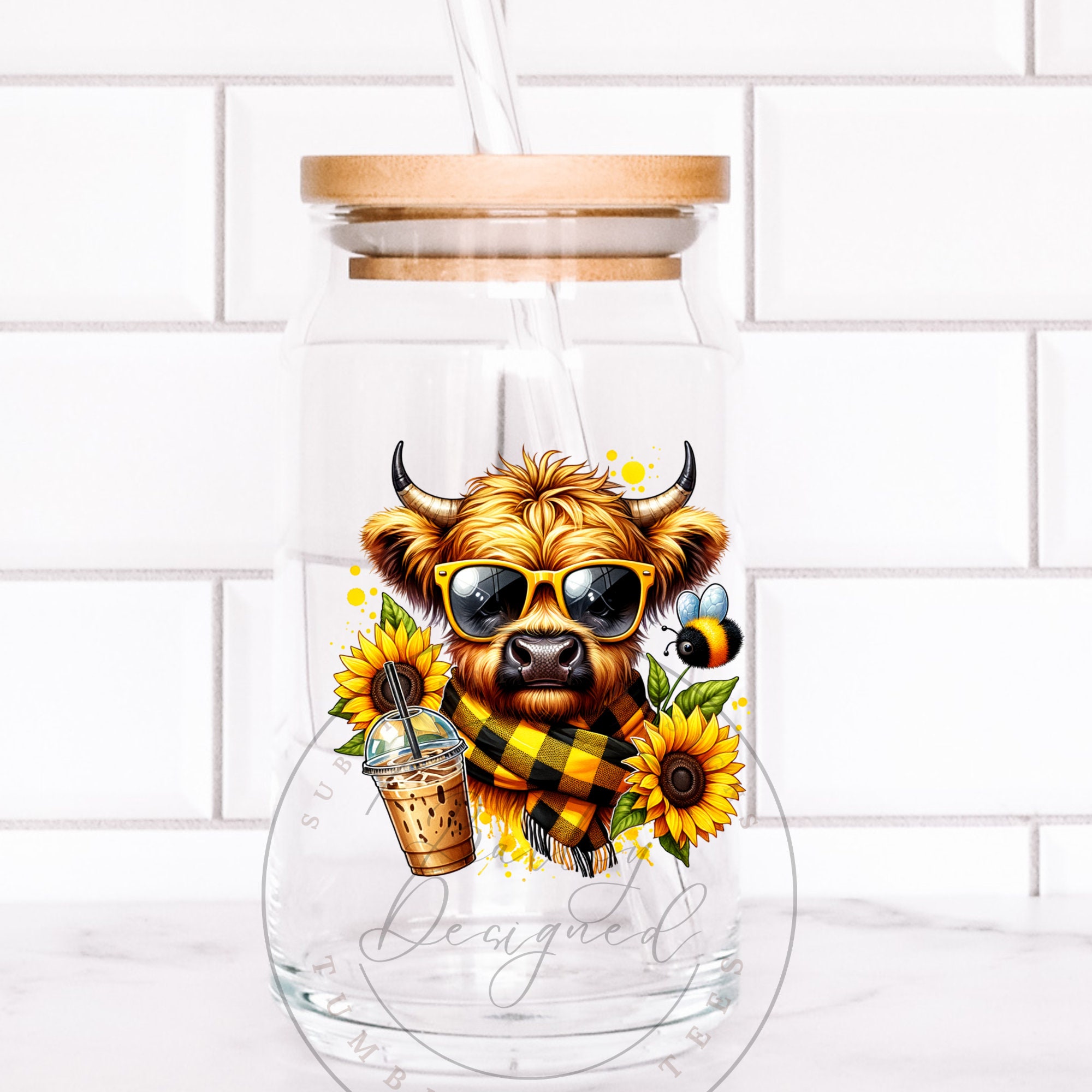 Cute Sunflower Highland Cow Clipart Shirt Sublimation Design Digital ...