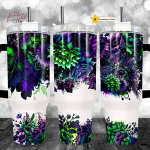 40oz Tumbler Wrap - Autumn Fall Vibes PNG Tumbler Design Sublimation Designs Downloads - Halloween Sublimation Tumbler with Handle Wrap