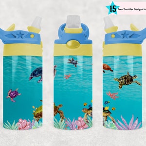 Ocean Turtle Kids Insulated Stainless Steel Water Bottle - 12 oz