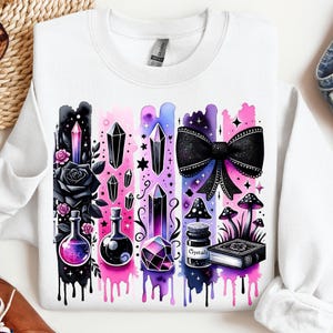 Pastel Goth Crystals PNG Sublimation Design Instant Digital Download, Cute Graphics, Glass Jar png Design, Tshirt Design, DTF Design, UVDTF
