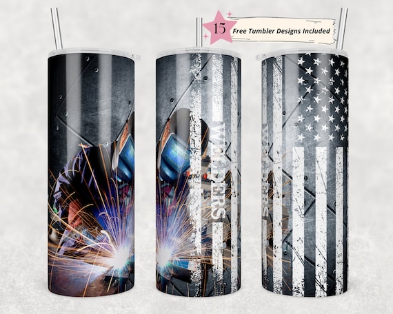 20 oz Skinny Tumbler Welders Life Sublimation Design Digital Download PNG Instant DIGITAL ONLY Welding Design Flag Design Blue Collar Design