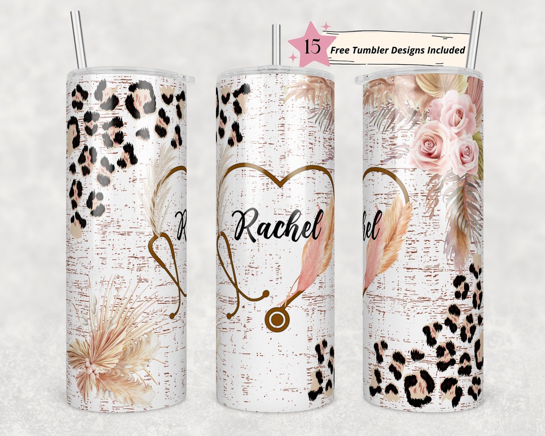 Nurse 20 Oz Skinny Tumbler Sublimation Leopard Boho Nurse Wrap Design ...