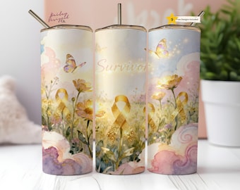 Childhood Cancer Survivor Awareness Tumbler Wrap 20 oz Skinny Tumbler Sublimation Design Digital Download PNG Instant DIGITAL ONLY