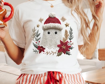 Santa Christmas Cute Ghost PNG Sublimation Design Instant Digital Download, Cute Graphics, Glass Jar png Design, Tshirt Design