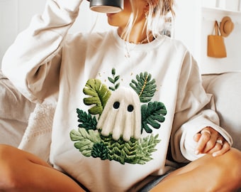 Plant Lover Monstera Cute Ghost PNG Sublimation Design Instant Digital Download, Cute Graphics, Glass Jar png Design, Tshirt Design