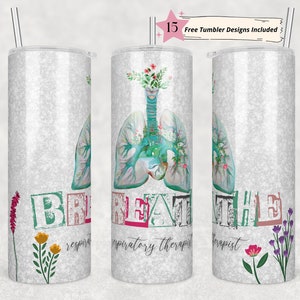 20 oz Skinny Tumbler Sublimation Design Template Glitter Respiratory Therapist Download PNG Inst DIGITAL Only RT Design