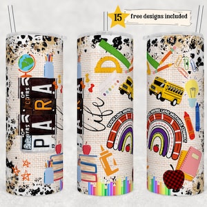 20 oz Skinny Tumbler Rustic Paraprofessional Life Sublimation Design PNG Instant DIGITAL ONLY - Straight Design  Para Tumbler Template