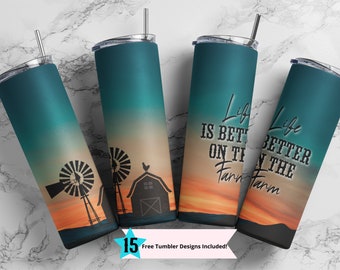 20 oz Skinny Tumbler Life is Better on the Farm Sublimation Design Digital Download PNG Instant DIGITAL, Barn Field Rustic Ranch Windmill