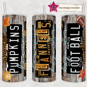 Halloween 20 oz Skinny Tumbler Pumpkins Flannels Football Sublimation Design PNG, DIGITAL, Autumn Design, Fall Tumbler, Cute Funny Design