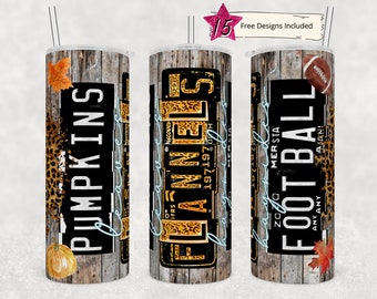 Halloween 20 oz Skinny Tumbler Pumpkins Flannels Football Sublimation Design PNG, DIGITAL, Autumn Design, Fall Tumbler, Cute Funny Design