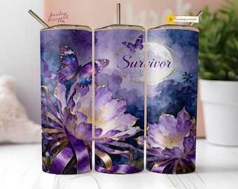 Pancreatic Cancer Survivor Awareness Tumbler Wrap 20 oz Skinny Tumbler Sublimation Design Digital Download PNG Instant DIGITAL ONLY