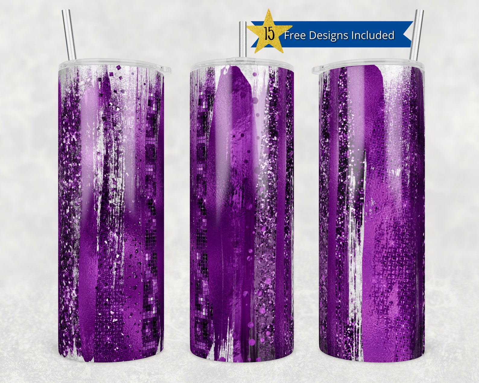20oz Skinny Tumbler Blank Purple Glitter Sublimation Design Etsy