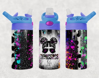 Kid's Gymnatics Life tumbler png wrap | Glitter Sublimation Digital Download| Kids Water Bottle 12 oz skinny straight | Children