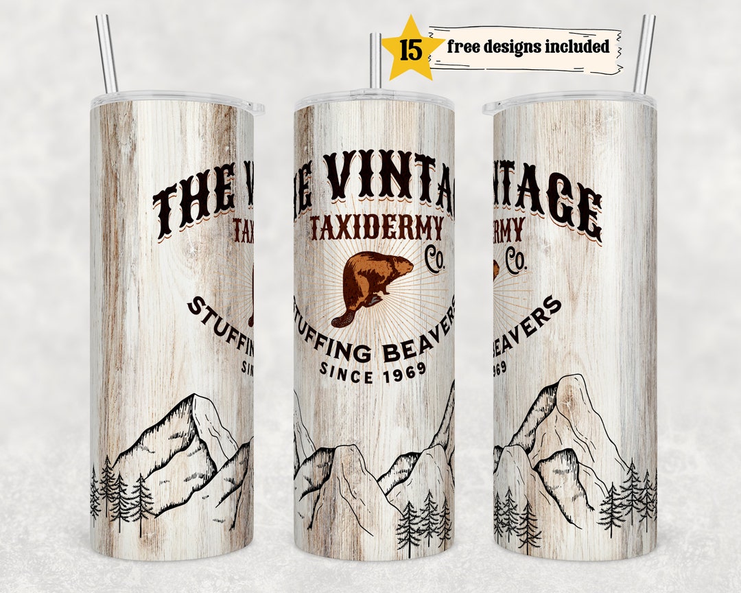 Funny Taxidermy 20 Oz Skinny Tumbler Sublimation Beaver Wrap, Straight