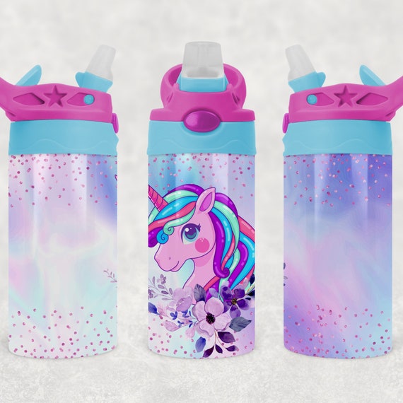 Personalisiert Trinkflasche Für Mädchen – Mit Namen Lilli & Einhorn-Motiv, 500 Ml Alu, Inkl. 2 Verschlüsse