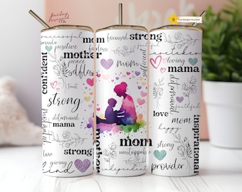 Mother's Day Mom Mama 20 oz Skinny Tumbler Sublimation Design Digital Download PNG Instant DIGITAL ONLY,  Tumbler Wrap