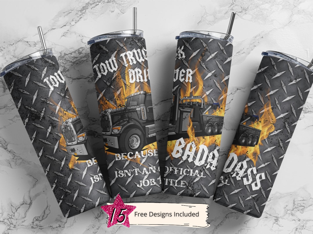 Tow Truck Driver20 Oz Skinny Tumbler Wrap, Trucker Sublimation Straight