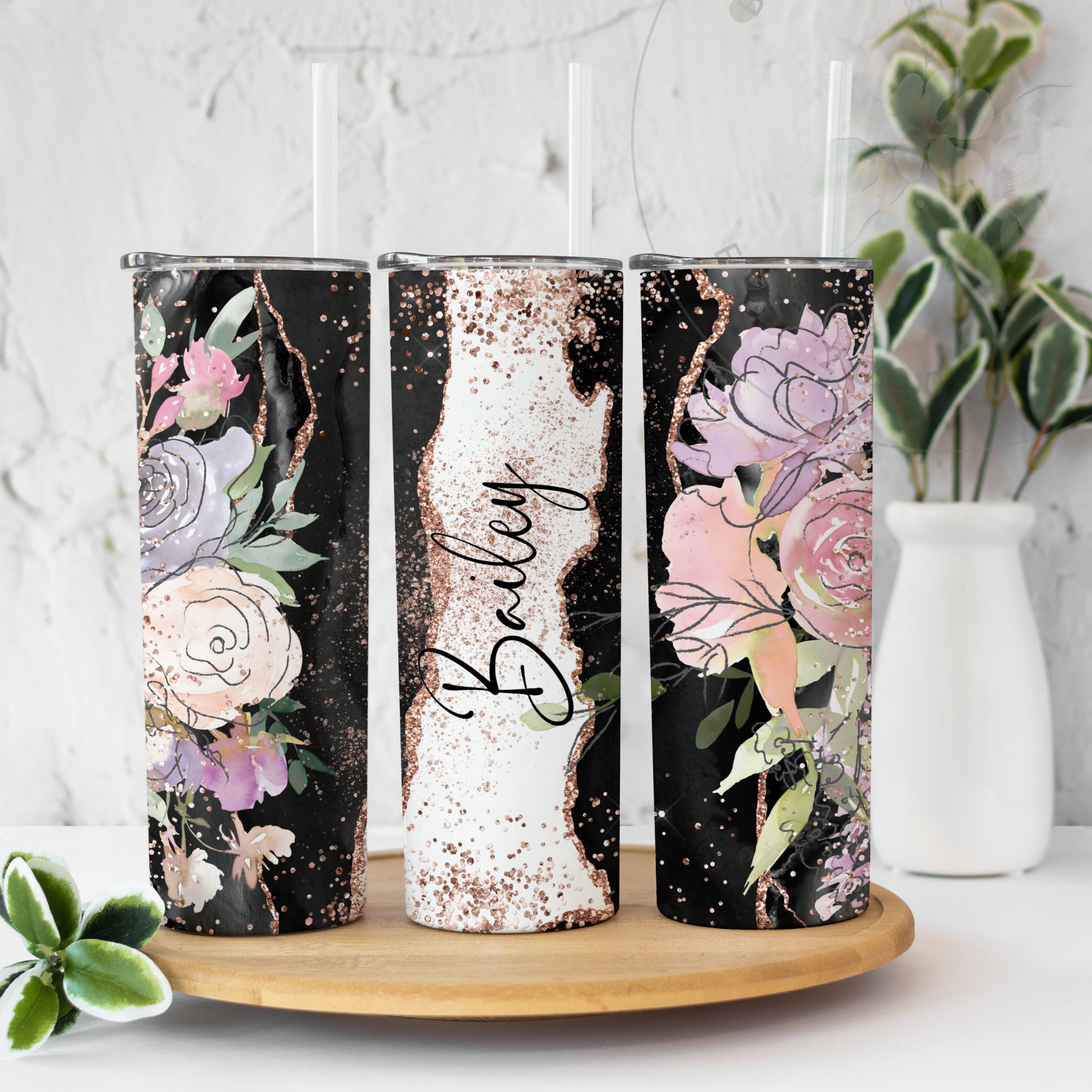 20 Oz Skinny Blank Name Floral Tumbler Digital Download PNG - Etsy