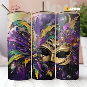 Mardi Gras New Orleans Party 20 oz Skinny Tumbler Sublimation Design Digital Download PNG Instant DIGITAL ONLY,  Tumbler Wrap
