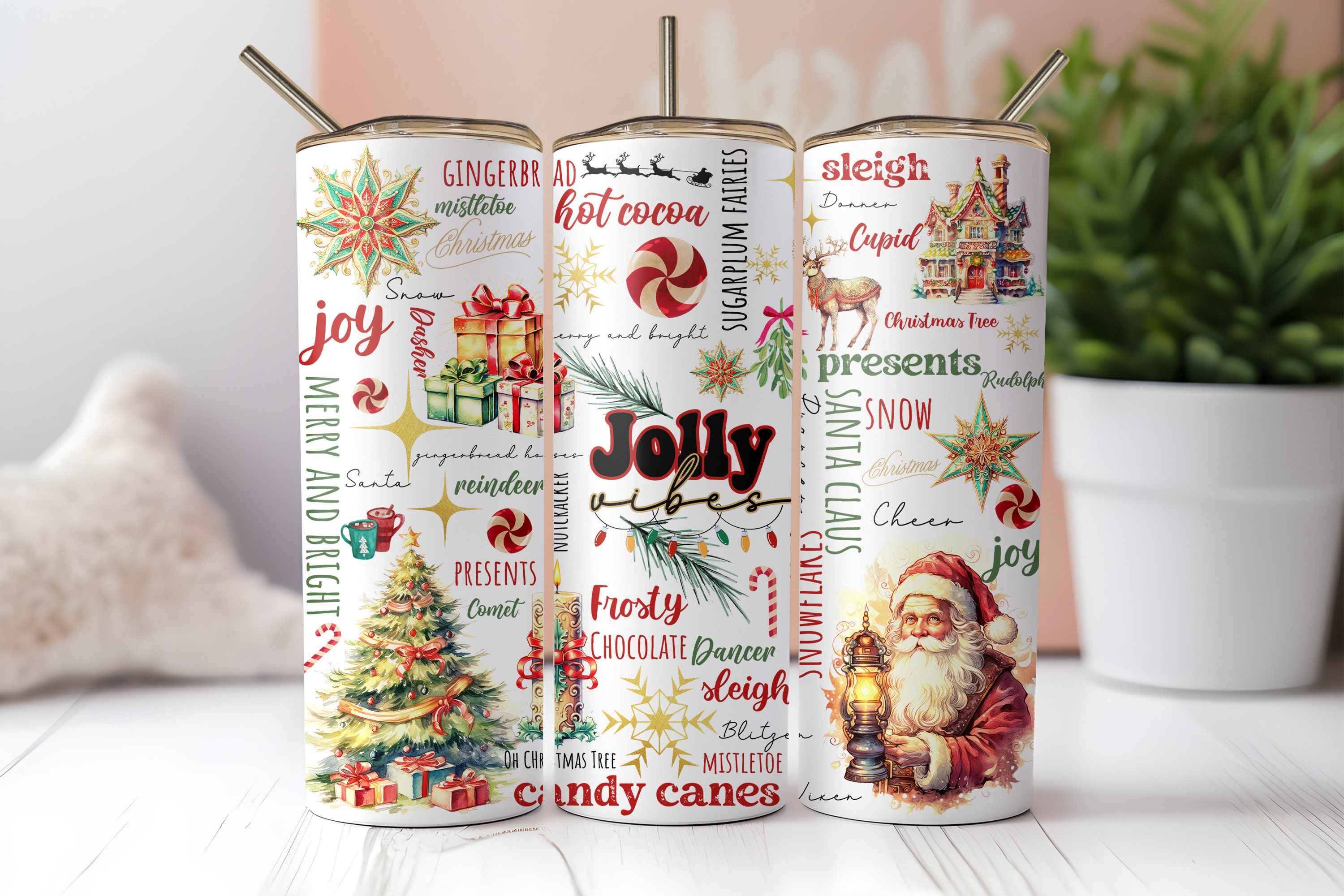 Holiday, Christmas, 20 oz. Skinny Tumbler Pre-made Template