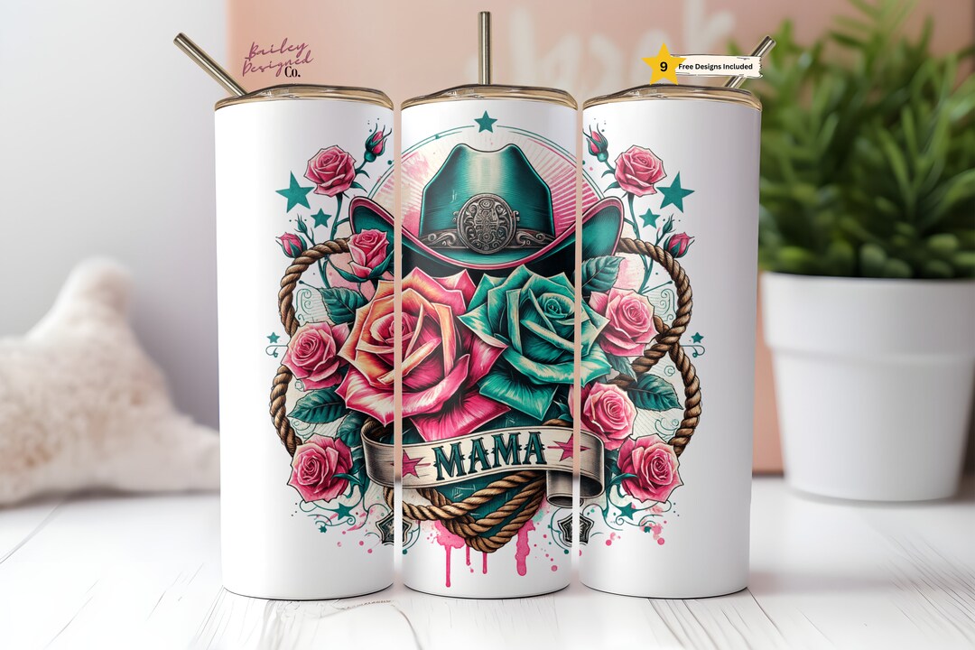 Western Rustic Cowgirl Mama 20 Oz Skinny Tumbler Sublimation Design ...