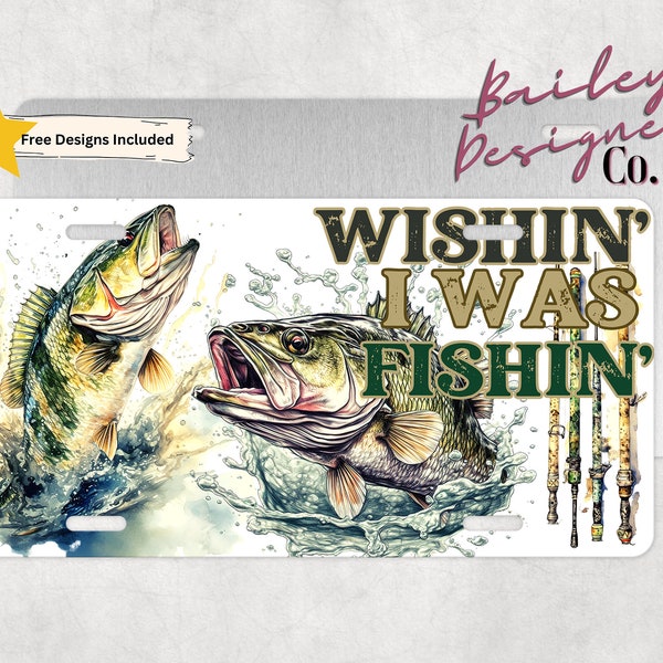 Fishing Fisherman License Plate Sublimation Design Digital Download PNG Instant DIGITAL ONLY, Hunting 12 by 6 inch car license plate design