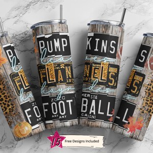 Halloween 20 oz Skinny Tumbler Pumpkins Flannels Football Sublimation Design PNG, DIGITAL, Autumn Design, Fall Tumbler, Cute Funny Design