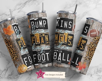 Halloween 20 oz Skinny Tumbler Pumpkins Flannels Football Sublimation Design PNG, DIGITAL, Autumn Design, Fall Tumbler, Cute Funny Design
