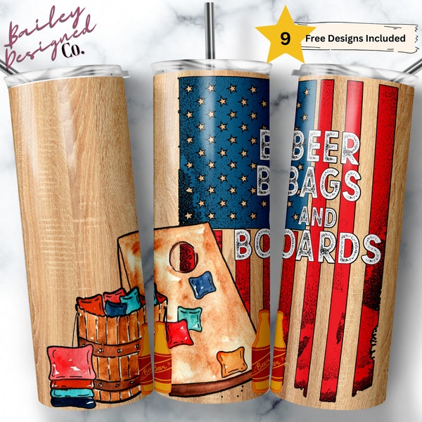 Cornhole 20 oz Skinny Tumbler Sublimation Design Digital Download PNG Instant DIGITAL, Beer Bags and Beer Cornhole tumbler