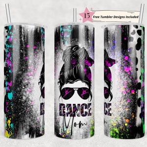 20oz Skinny Tumbler Dance Mom Design Template Straight PNG File Download dancing ballet jazz tap dance tumbler design