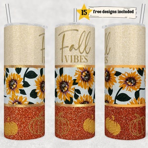 Fall Vibes Tumbler 20 oz Skinny Tumbler Pumpkin Spice Sublimation Design PNG, DIGITAL, Autumn Design, Halloween Tumbler, Cute Funny Design