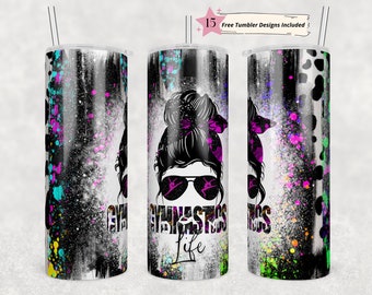 20oz Skinny Tumbler Gymnastics Life Design Template Straight PNG File Download Gymnastics tumbler mom life