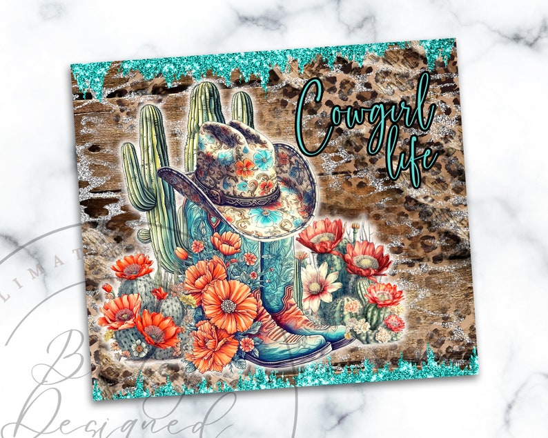 Cowgirl Life 20 Oz Skinny Tumbler Sublimation Design Digital Download ...