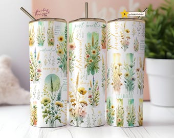 Just Breathe Positivity Affirmation 20 oz Skinny Tumbler Sublimation Design Digital Download PNG Instant DIGITAL ONLY, Tumbler Wrap