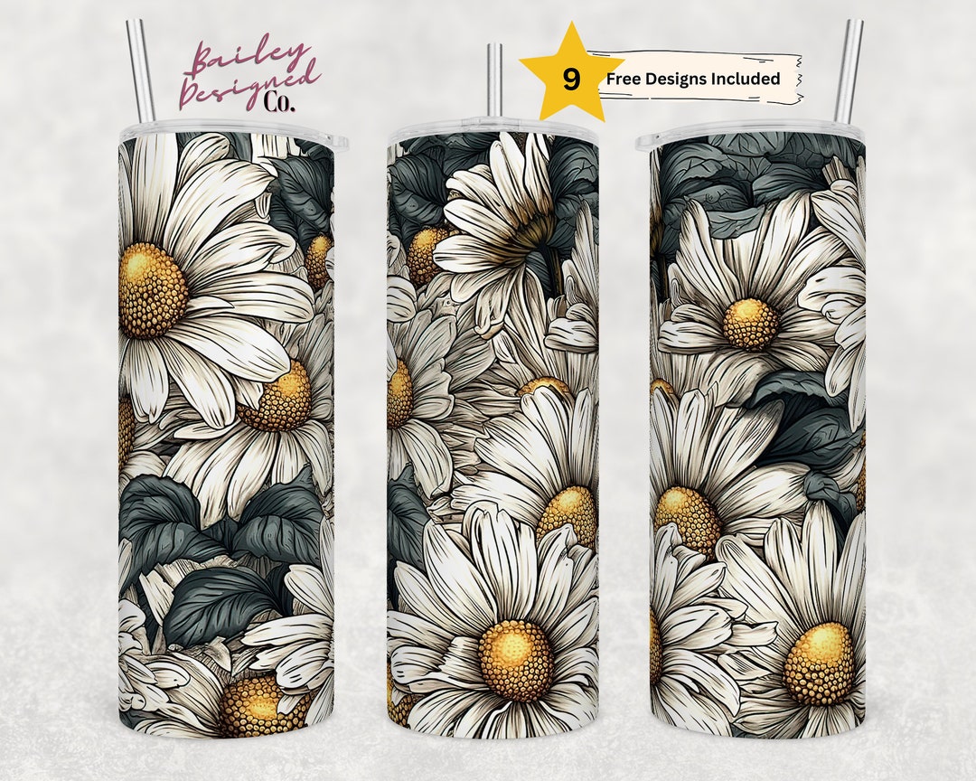 Daisies 20 Oz Skinny Tumbler Sublimation Design Digital Download PNG ...